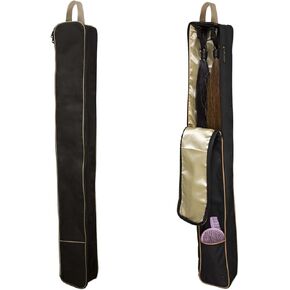 Front Open 2 Horse Tail Extension Carry Bag Case Black