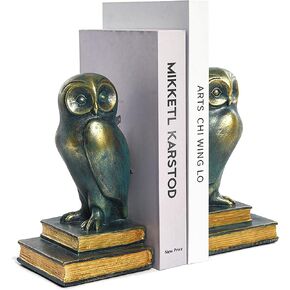 نهايات الكتب المزخرفة من kakizzy للكتب الثقيلة، ودفاتر البومة، ودفاتر الطيور البيضاء لغرف الأطفال، وحاملات كتب فريدة من نوعها من الراتنج مع قاعدة مضادة للانزلاق، ودفاتر فاخرة لديكور المنزل المكتبي (البومة البيضاء)
