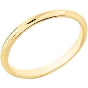 Dainty 14k Yellow Gold Comfort-Fit Band Traditional 2mm Wedding Ring for Women, Size 7