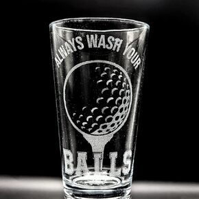 GOLFER & HIS BAG Engraved Pint Beer Glass | Great Drinking Gift Idea for Golfers and Golfing Enthusiasts!