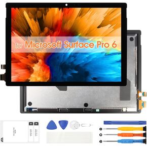 Screen Replacement for Microsoft Surface Pro 5 6 1796 1807 1809 LCD Display Digitizer Touch Screen Assembly LP123WQ1 with Tools(Black,12.3 inch)