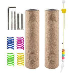 BNOSDM M8 15.75"x3.15" Replacement Scratching Post for Cat Tree Tower Rope Scratch Poles Refill 4 Pcs Natural Sisal Pole Part for Refurbishment Hemp White