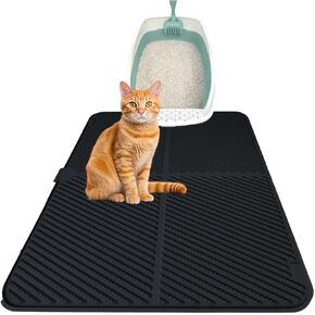 Silicone Cat Litter Mat,Waterproof Litter Trapping Mat,Cat litter trapping Mat for Floor,Easy Clean,Non-Slip Litter Catcher Mat,Cat Supplies Needs.(black:24x15inch)