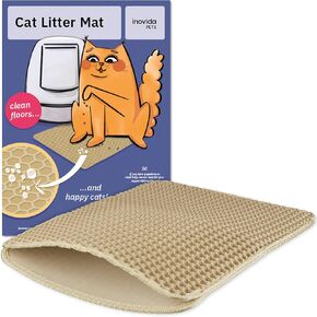 XS Cat Litter Mat Black 14.5"x11.5" - Washable Kitty Litter Catcher for Small Spaces – Non-Slip, Waterproof Cat Litter Trapping Mat – Compact Litter Box Rug for Tiny Rooms – Inovida Pet Litter Mat in Kuwait