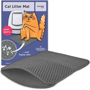 XS Cat Litter Mat Black 14.5"x11.5" - Washable Kitty Litter Catcher for Small Spaces – Non-Slip, Waterproof Cat Litter Trapping Mat – Compact Litter Box Rug for Tiny Rooms – Inovida Pet Litter Mat