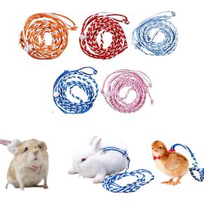 Baby Duck Leash Set Adjustable 5-Pack Harness Rope for Walking Small Animal Gerbils Rat Mice Bunnies Kittens Puppies Baby Pet Chickens (Version Without Bells,M(79"))