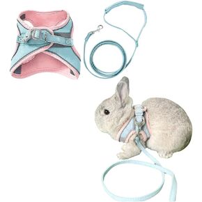 Rabbit Harness and Leash - Adjustable Bunny Harness Escape Proof for Walking Runnig Hiking Camping Outdoor - Cute Small Animal Harness Leash Set (Medium)