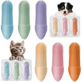 Dog Toothbrush, 6 Pack Dog Toothbrush Finger for Cats and Dogs, 360° Cleaning Dog Finger Toothbrush Small Breed with Individual Package, Soft and Durable Finger Toothbrush for Dogs