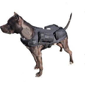 Weighted Dog Vest + Floatation Vest - Enhance Your Dogs Health - Full Body All 4 Legs 2 Times Other Vest Guaranteed Results - Stronger Leash Hook (Large Vest 15 Lbs. / Dog Weight 75-110 Lbs., Black)