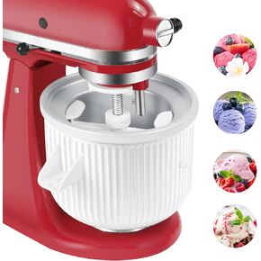 GLINK Ice Cream Maker Attachment for KitchenAid Stand Mixer, Compatible with Kitchenaid 4.5-5Qt Stand Mixer and 5-6Qt Bowl-Lif, 2-Quart Frozen Yogurt/Ice Cream/Sorbet Gelato Maker