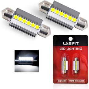 LASFIT 31mm LED Festoon 30mm DE3175 DE3021 6428 DE3022 DE3023 Bulb Canbus Error Free 400LM 6000K Extremely Bright Use for Dome Map Door Interior Door Trunk Glove Box Lights, Xenon White (Pack of 2)