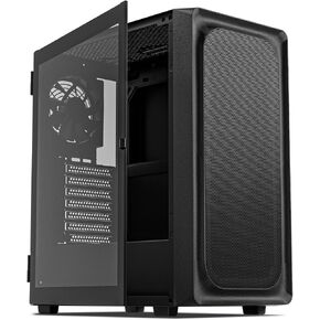 DARKROCK EC2 Black ATX Mid Tower PC Case, Type-C Ready, Supports 40 Graphics Cards, Tempered Glass Side Panel, Supports up to 8 x 120mm Cooling Fans & 1 x 360mm Radiator, 1 x Pre-Installed Fan