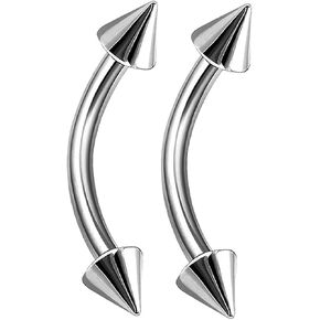 bodyjewellery 2pcs 16g Banana Barbell Titanium Bar Earrings Eyebrow Cartilage Lip Ring Tragus Rook Conch Stud Helix B2BCN Pick Size