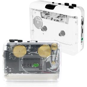 Cassette Player- Clear Stereo＆Auto Reverse Cassette Tape Player-Cassette Tape to MP3 Converter with Tape Converter Software-Built-in Cool Copper Wheel Movement＆Earphone