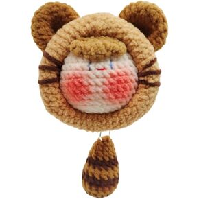 Handmade Cute Crochet Dolls with Keychain Car Decorations with Wooden Base Room Decor, 02Christmas Series-Wreath