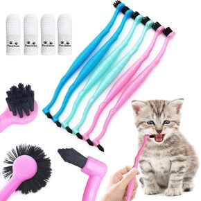 Dual Sided cat Toothbrush, Finger Toothbrush with Micro Head for Small to Large Dogs & Cats (Black, Small Round)