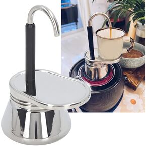 Topyond Portable Stainless Steel Lightweight Mocha Pot, Single Spout Italian Coffee Maker Easy to Use Coffee Brewing Tool for Outdoor Camping Home