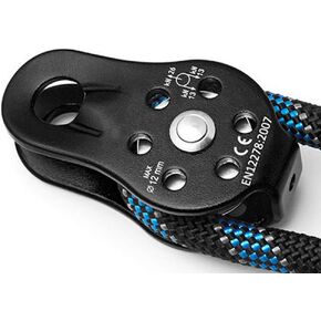 Airshi Climbing Pulley, Rustproof Heavy Duty Aluminium Alloy 12mm Small Hole Pulley for Rope Climbing