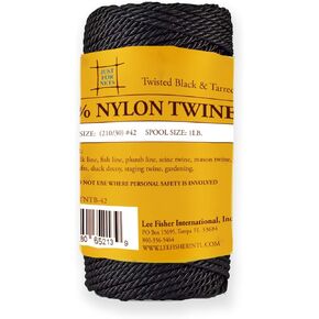 Just For Nets Twisted Tarred Nylon Bank Line Twine, Black, 1lb Spool - Heavy Duty String Line for Net Repair, Camping, Trot Line Fishing, Bushcraft Cordage (#42-1lb Spool)