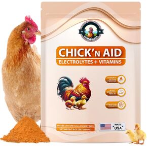 Chick’n Aid, 8 oz Essential Chicken Supplement, Ideal for Hydration, Immunity, Digestive Health. Enhanced with Poultry Vitamins, Electrolytes, and Probiotics, for Chickens, Ducks, Turkeys