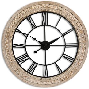 RiteSune 21 Inch Modern Minimalist Wall Clock, Battery Operated Quartz Movement, Black Metal Decor Clock for Living Room Office Kitchen Bedroom