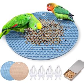 7 Pcs Bird Foraging Puzzle Toys Sets Silicone Birds Slow Feeder Mats Parrot Cage Food Clip Bird Enrichment Foraging Toys for Parakeet, Cockatiel, Budgies, African Grey