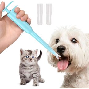 Pet Pill Dispenser-Pet Piller Gun Oral Tablet Capsule, Pet Pill Plunger Popper with Pusher Pet Pill Feeder for Dogs Cats and Small Animals (Blue)