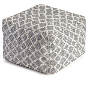 Anji Mountain 100% Handmade & Handcrafted Comfortable Home Décor Pouf Ottoman Footrest for Living Room, Bedroom, Nursery, Kidsroom, Patio Furniture - (20" x 20" x 20"- Black,Ivory)