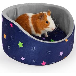 Glittme Guinea Pig Bed Soft Rabbit Bed with Thick Removable Mat Bunny Bed Machine Washable Guinea Pig Accessories Cozy Guinea Pig House for Guinea Pig, Rabbit, Ferret, Round Cuddler Cup Bed