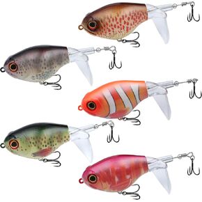 Whopper Plopper Fishing Lure Top Water Lure Bass Lures Plopper Fishing Lures Bass Lures Topwater Bait for Bass Pike Perch, Floating Pencil Bass Bait with Tackle Box