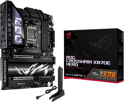 ASUS ROG Crosshair X870E Hero AMD X870E AM5 ATX Motherboard, Advanced AI PC Ready, 18+2+2 Power Stages, DDR5, PCIe® 5.0, 5X M.2, Wi-Fi 7, USB4®, AI Overclocking, Core Flex, PCIe Slot Q-Release Slim in Saudi Arabia
