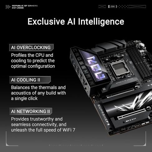 ASUS ROG Crosshair X870E Hero AMD X870E AM5 ATX Motherboard, Advanced AI PC Ready, 18+2+2 Power Stages, DDR5, PCIe® 5.0, 5X M.2, Wi-Fi 7, USB4®, AI Overclocking, Core Flex, PCIe Slot Q-Release Slim in Saudi Arabia