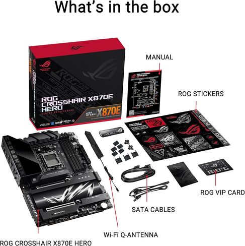 ASUS ROG Crosshair X870E Hero AMD X870E AM5 ATX Motherboard, Advanced AI PC Ready, 18+2+2 Power Stages, DDR5, PCIe® 5.0, 5X M.2, Wi-Fi 7, USB4®, AI Overclocking, Core Flex, PCIe Slot Q-Release Slim in Saudi Arabia