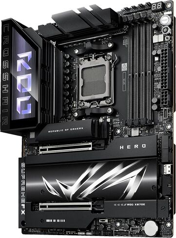 ASUS ROG Crosshair X870E Hero AMD X870E AM5 ATX Motherboard, Advanced AI PC Ready, 18+2+2 Power Stages, DDR5, PCIe® 5.0, 5X M.2, Wi-Fi 7, USB4®, AI Overclocking, Core Flex, PCIe Slot Q-Release Slim in Saudi Arabia