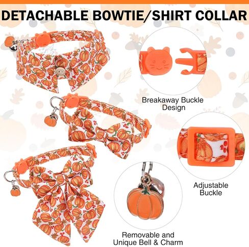 Cat Collar Breakaway with Bells, Soft Pure Cotton Pink Cat Bowtie Collar for Girl Cats, Small Cats Collar with Bow for Spring Summer, 2 Pack Cute Kitten Collars with Removable Bowtie 8-12Inch in Saudi Arabia