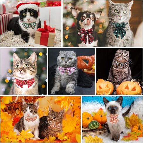 Cat Collar Breakaway with Bells, Soft Pure Cotton Pink Cat Bowtie Collar for Girl Cats, Small Cats Collar with Bow for Spring Summer, 2 Pack Cute Kitten Collars with Removable Bowtie 8-12Inch in Saudi Arabia
