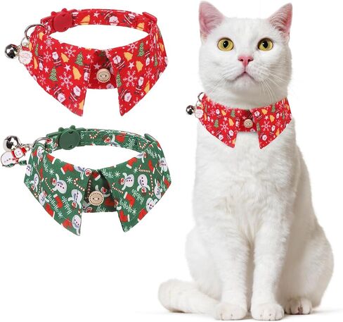 Cat Collar Breakaway with Bells, Soft Pure Cotton Pink Cat Bowtie Collar for Girl Cats, Small Cats Collar with Bow for Spring Summer, 2 Pack Cute Kitten Collars with Removable Bowtie 8-12Inch in Saudi Arabia