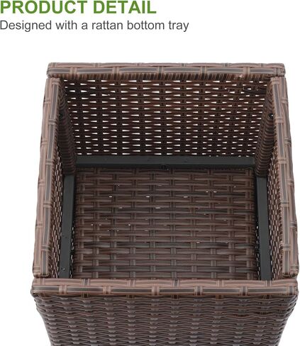 LEWIS&WAYNE Set of 2 Tall Planters for Outdoor Plants Handmade 24'' Wicker Tall Square Planter Box with Removable Liners Modern Planter for Indoor Outdoor Garden Patio Front Porch - Gray in Saudi Arabia