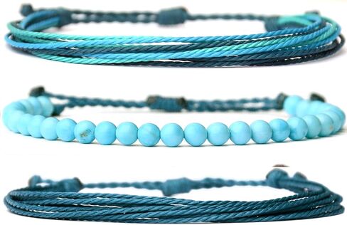 Mezcla Vida 3 Pcs Handmade Adjustable String Bracelets for Women，With Natural Stone Beaded Bracelet，Beach Gemstone Jewelry Gift Mother Wife (Peacock Jasper, /) in Kuwait