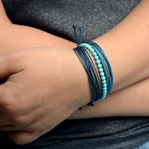 Mezcla Vida 3 Pcs Handmade Adjustable String Bracelets for Women，With Natural Stone Beaded Bracelet，Beach Gemstone Jewelry Gift Mother Wife (Peacock Jasper, /) in Kuwait