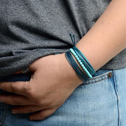 Mezcla Vida 3 Pcs Handmade Adjustable String Bracelets for Women，With Natural Stone Beaded Bracelet，Beach Gemstone Jewelry Gift Mother Wife (Peacock Jasper, /) in Kuwait