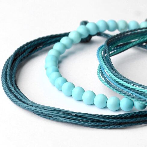 Mezcla Vida 3 Pcs Handmade Adjustable String Bracelets for Women，With Natural Stone Beaded Bracelet，Beach Gemstone Jewelry Gift Mother Wife (Peacock Jasper, /) in Kuwait