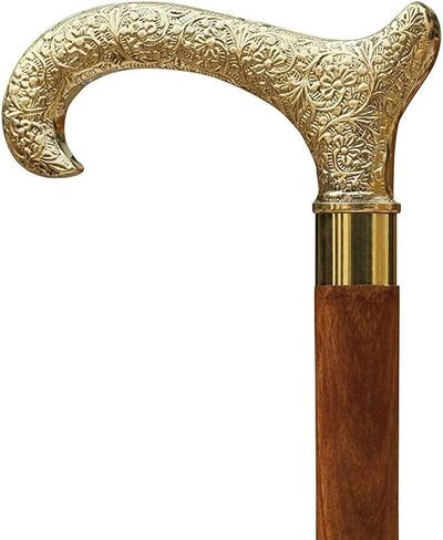 Antique Brass Handle Walking Cane Handmade 36 inch Wooden Stick, Foldable & Adjustable Ideal for Seniors & Adults for Traveling & Hiking in Saudi Arabia