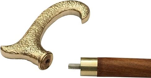 Antique Brass Handle Walking Cane Handmade 36 inch Wooden Stick, Foldable & Adjustable Ideal for Seniors & Adults for Traveling & Hiking in Saudi Arabia