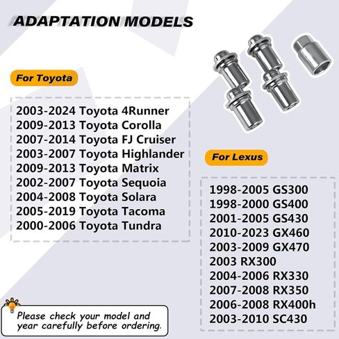 00276-00900 Wheel Lock Lug Nuts Set M12 x 1.5, Compatible with 2001-2024 Toyota Avalon C-HR Camry Celica Corolla Highlander Matrix Mirai MR2 Prius RAV4 Sienna Solara Tacoma Venza Yaris & Lexus in Saudi Arabia