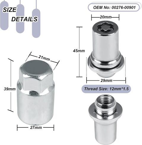 00276-00900 Wheel Lock Lug Nuts Set M12 x 1.5, Compatible with 2001-2024 Toyota Avalon C-HR Camry Celica Corolla Highlander Matrix Mirai MR2 Prius RAV4 Sienna Solara Tacoma Venza Yaris & Lexus in Saudi Arabia
