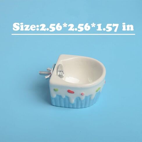 Small Animals Bowl,Cake Shaped, Removable Cage Feeder Pet Ceramic Water & Food Feeder, Small Animal Supplies for Rabbit Parrot Squirrels Chinchilla Hamster Ferret (Small, Pink) in Saudi Arabia