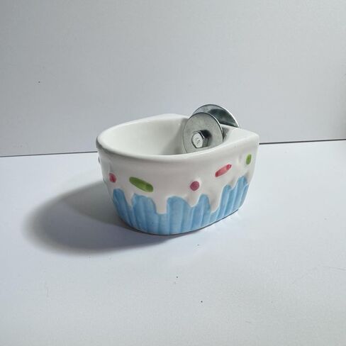 Small Animals Bowl,Cake Shaped, Removable Cage Feeder Pet Ceramic Water & Food Feeder, Small Animal Supplies for Rabbit Parrot Squirrels Chinchilla Hamster Ferret (Small, Pink) in Saudi Arabia