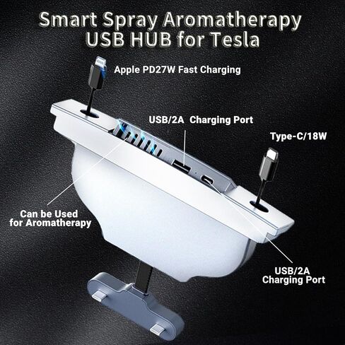 Fast Tesla USB Charge Hub, Retractable Multi Tesla Model Y/3 USB Hub 2024/2023/2022/2021 Accessories, Tesla Charging Cable Gifts for Tesla Owners in Saudi Arabia