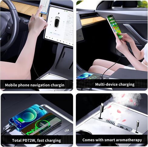 Fast Tesla USB Charge Hub, Retractable Multi Tesla Model Y/3 USB Hub 2024/2023/2022/2021 Accessories, Tesla Charging Cable Gifts for Tesla Owners in Saudi Arabia